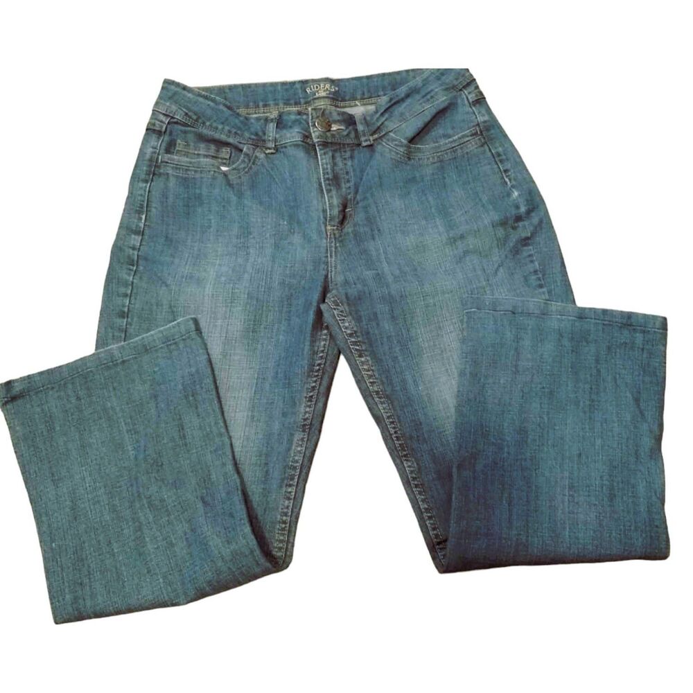 Riders by Lee Women's Blue Mid Wash Rhinestone Pockets Jeans 12p